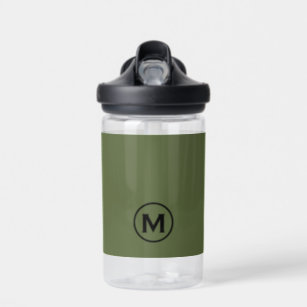 Minimalistisch-Olive-Green-Monogramm Trinkflasche