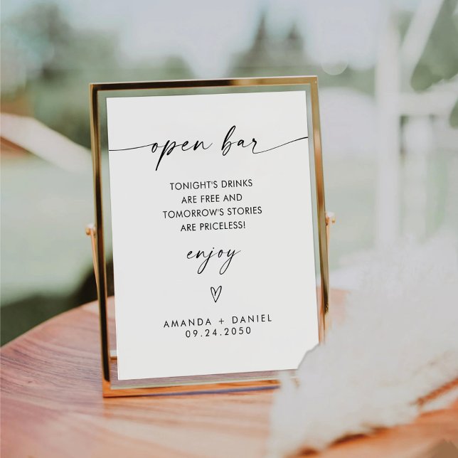 Minimalistisch Open Bar Sign Sockelschild (Von Creator hochgeladen)