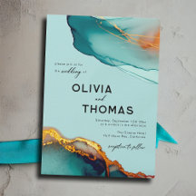 Minimalistisch Orange Aquamarin Modern Script Hoch