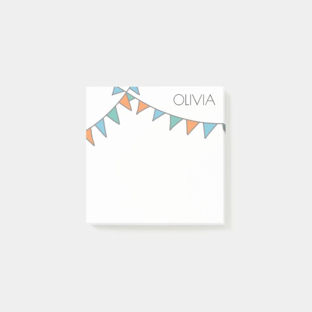 Minimalistisch Orange Blue Green Garland Fügen Sie Post-it Klebezettel (Vorderseite)