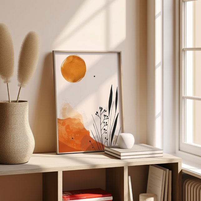 Minimalistisch Orange Botanical Boho Poster (Von Creator hochgeladen)