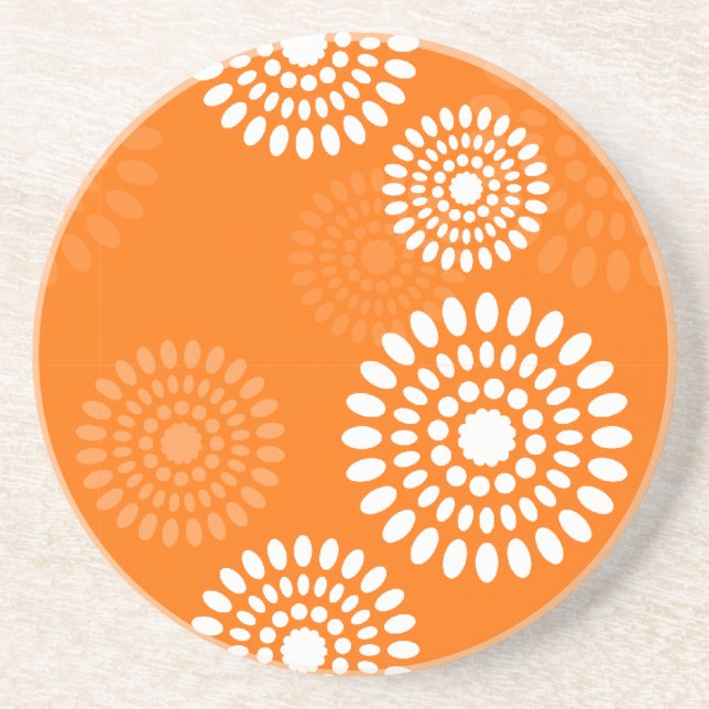 Minimalistisch Orange Daisy Modernes, einfaches un Sandstein Untersetzer (Vorne)