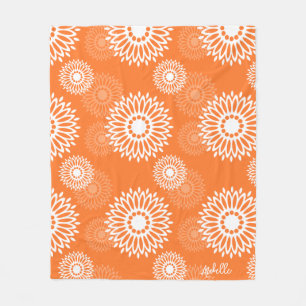 Minimalistisch Orange Mandala Geometric Floral Nam Fleecedecke