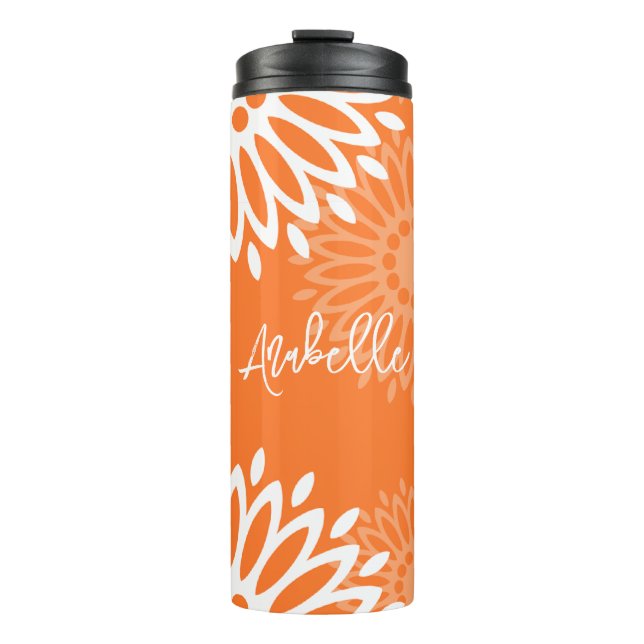 Minimalistisch Orange Mandala Geometric Floral Nam Thermosbecher (Vorderseite)