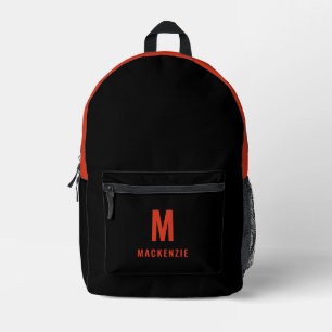 Minimalistisch Orange Monogramm Personalisiert Bedruckter Rucksack