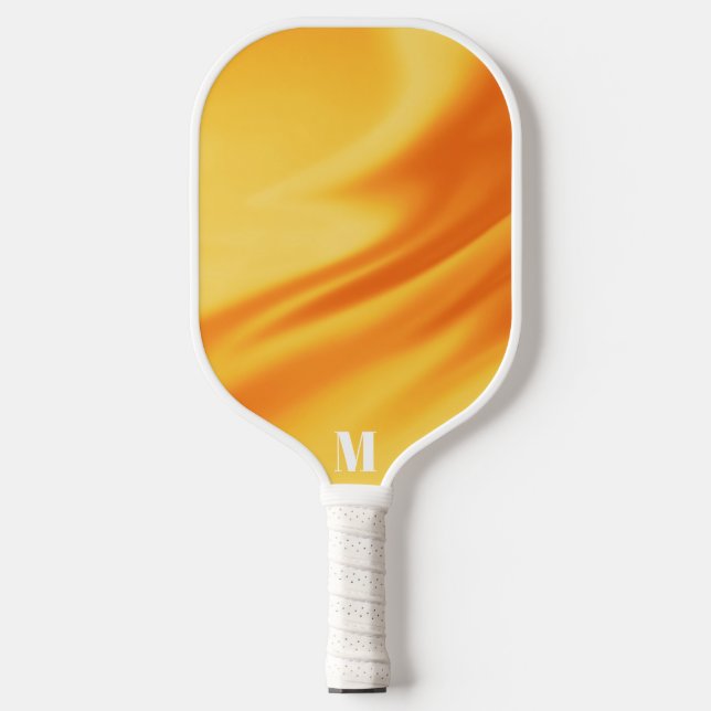 Minimalistisch Orange und Weiß Moderne Monogramme Pickleball Schläger (Vorderseite)