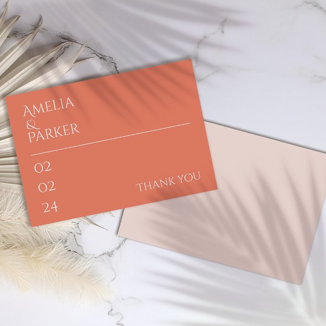 Minimalistisch Orange Wedding Dankeschön Card Dankeskarte (Von Creator hochgeladen)
