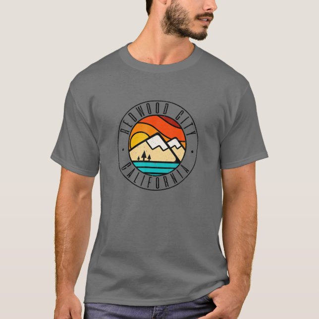 Minimalistisch Outdoor Redwood City California CA T-Shirt (Vorderseite)