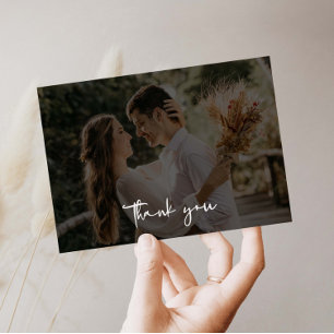 Minimalistisch Overlay Wedding Foto Dankeschön-Kar Dankeskarte