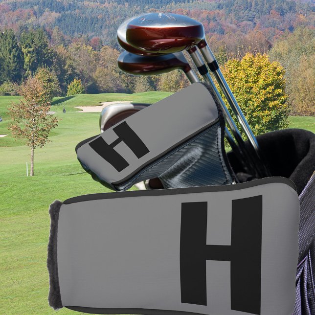 Minimalistisch Oversified Initial Gray and Black Golf Headcover (Von Creator hochgeladen)