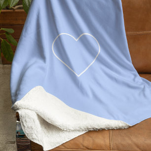 Minimalistisch Pastel Blue Heart   Soft Modern Sherpadecke