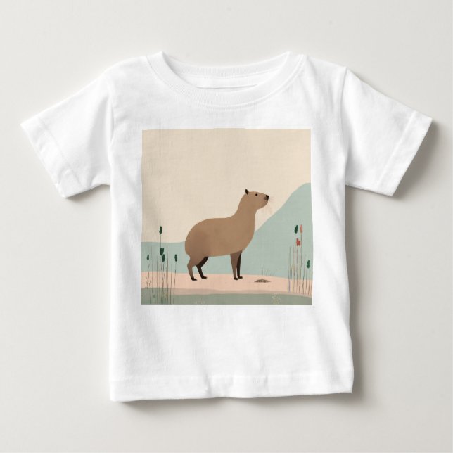 Minimalistisch Pastel Capybara Baby T-Shirt (Vorderseite)
