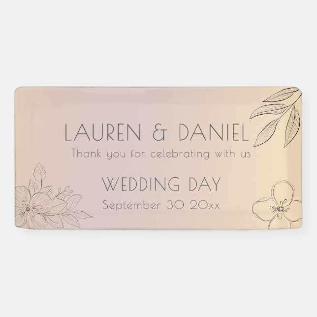 Minimalistisch Pastel Ombre Wedding Banner (Horizontal)
