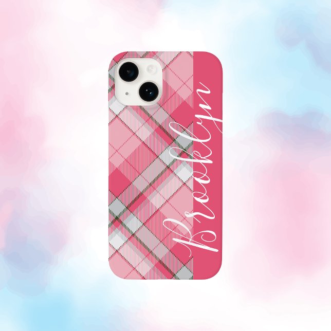 Minimalistisch Pastell Rosa Karierter Individuelle Case-Mate iPhone Hülle (Von Creator hochgeladen)