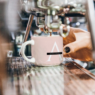 Minimalistisch Pastellrosa Personalisierter Name Espressotasse