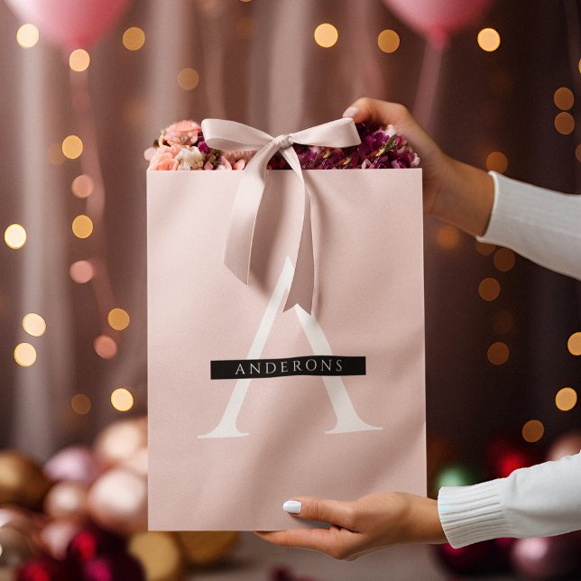 Minimalistisch Pastellrosa Personalisierter Name Große Geschenktüte (Von Creator hochgeladen)