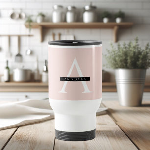 Minimalistisch Pastellrosa Personalisierter Name Reisebecher