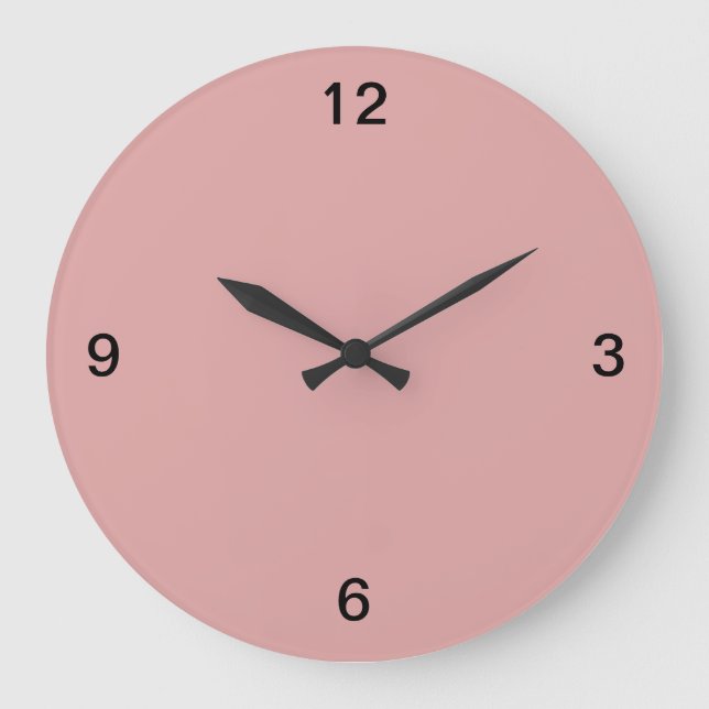 Minimalistisch. Pastelpink. Große Wanduhr (Vorderseite)