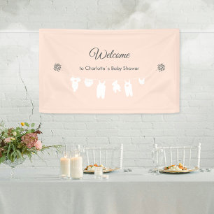 Minimalistisch Peach Baby Girl Dusche Willkommen Banner
