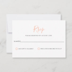 Minimalistisch Peach Bellini Wedding RSVP Card
