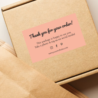 Minimalistisch Peach Black Vielen Dank Shop Rechteckiger Aufkleber