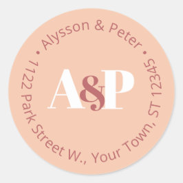 Minimalistisch Peach Burnt Sienna Rücksendeadresse Runder Aufkleber