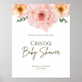 Minimalistisch Peach Floral Welcome Poster