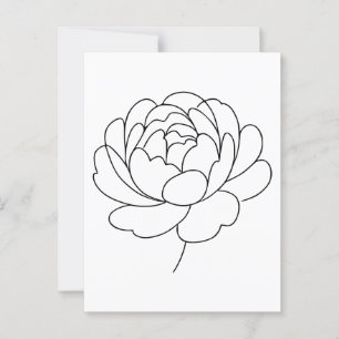 Minimalistisch Peony Bloom Line Art Postkarte
