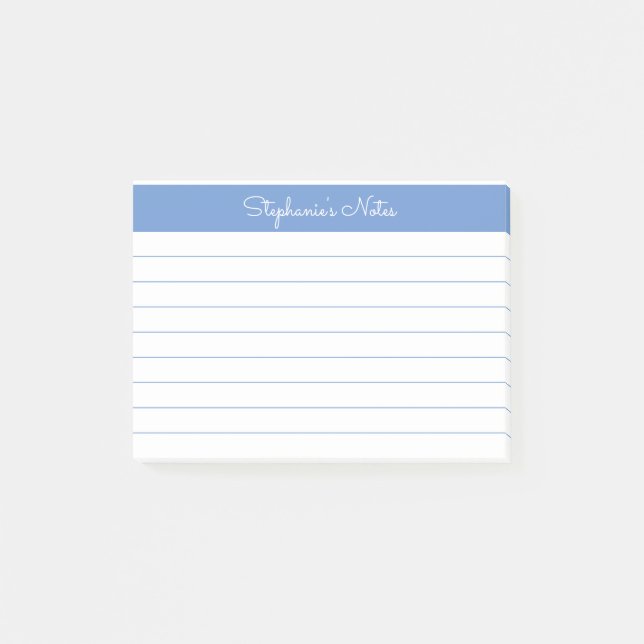 Minimalistisch Periwinkle Blue Lined Personalisier Post-it Klebezettel (Vorderseite)