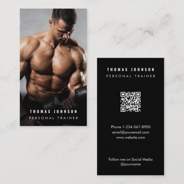 Minimalistisch Personal Trainer Fitness Athlete Fo Visitenkarte (Vorne/Hinten)