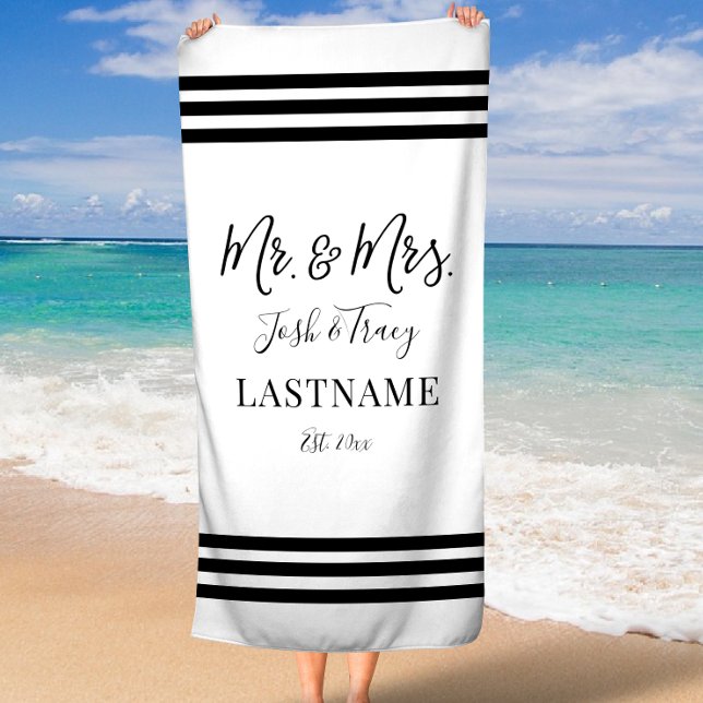 Minimalistisch Personalisierte Herren und Frau Strandtuch (Minimalist Personalized Mr. and Mrs. Beach Towel)