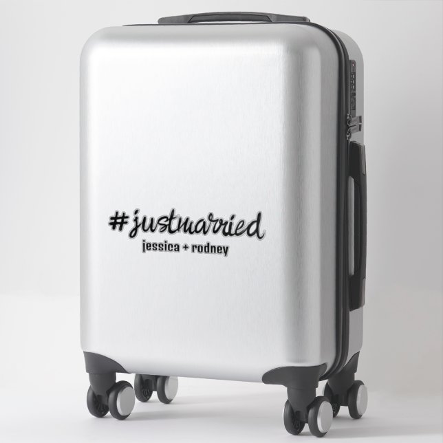 Minimalistisch Personalisierten Just Married Hasht Aufkleber (Koffer)