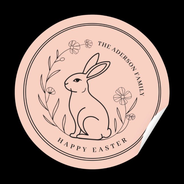 Minimalistisch Personalisierter Familienname Oster Runder Aufkleber (Von Creator hochgeladen)