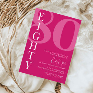Minimalistisch Pink 80. Geburtstagsparty Einladung