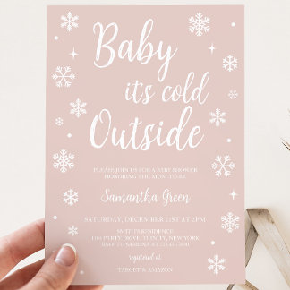 Minimalistisch Pink Baby Es ist kalt draußen Babyd Einladung