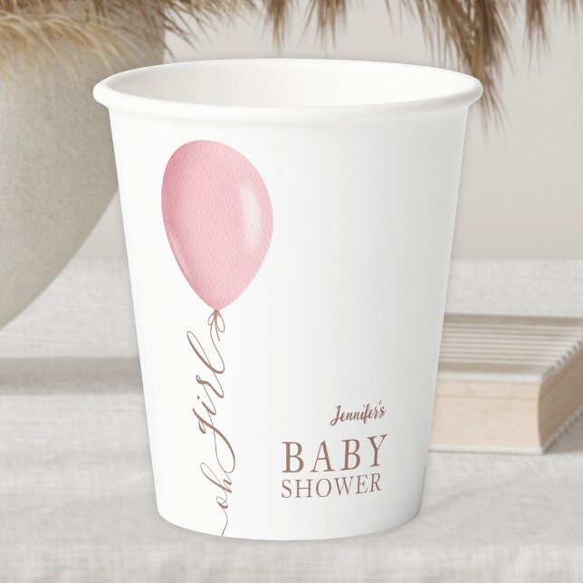Minimalistisch Pink Ballon Oh Girl Baby Dusche Pappbecher (Von Creator hochgeladen)