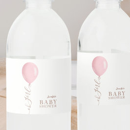 Minimalistisch Pink Ballon Oh Girl Baby Dusche Wasserflaschenetikett