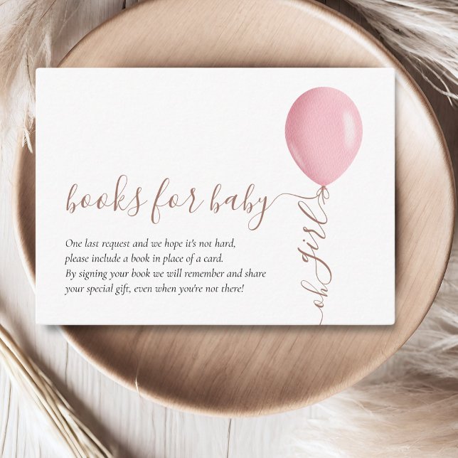 Minimalistisch Pink Balloon Baby Showbücher für Ba Begleitkarte (Von Creator hochgeladen)