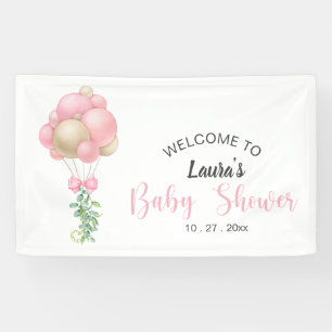 Minimalistisch Pink Balloons Girl Baby Dusche Banner