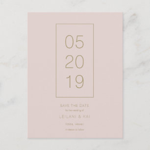 Minimalistisch Pink Beige Save the Date Postkarte