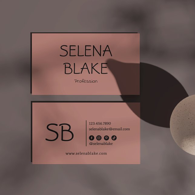 Minimalistisch Pink Boho | Trendy Retro Chic Visitenkarte (Von Creator hochgeladen)