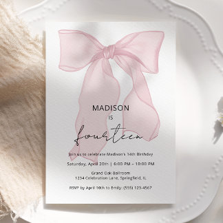 Minimalistisch Pink Bow Coquette Geburtstag Einladung