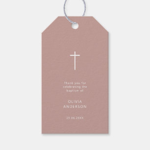 Minimalistisch Pink Color Baptisse danke Geschenkanhänger