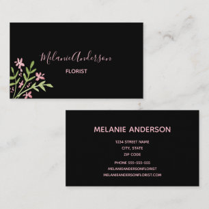 Minimalistisch PINK FLORAL BOUQUET SCRIPT  Visitenkarte