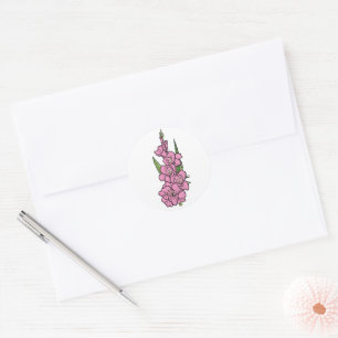 Minimalistisch Pink Gladiolus Wedding Runder Aufkleber