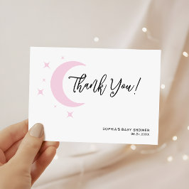 Minimalistisch Pink Moon and Stars Baby Girl Dusch Dankeskarte