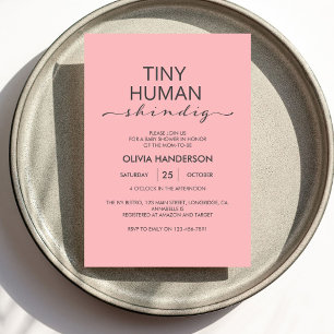 Minimalistisch Pink Tiny Human Shindig Baby Dusche Einladung