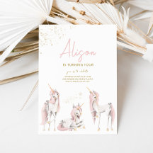 Minimalistisch Pink Unicorn Geburtstagseinladung