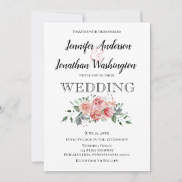 Minimalistisch Pink Wasserfarbe Rose Bouquet Ankündigung