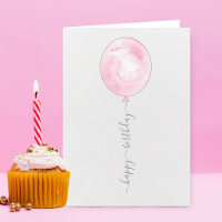 Minimalistisch Pink Watercolor Ballon Happy Birthd